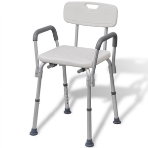 Duschstuhl Aluminium Weiß, Höhenverstellbar