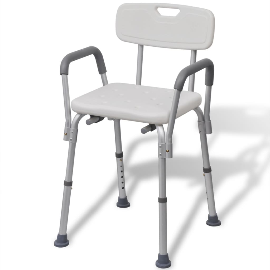 Duschstuhl Aluminium Weiß, Höhenverstellbar