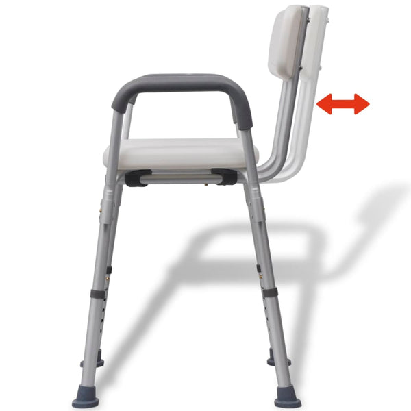 Duschstuhl Aluminium Weiß, Höhenverstellbar