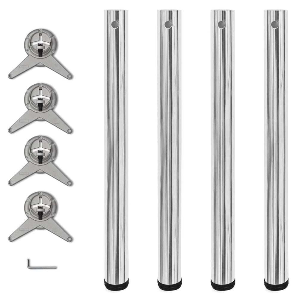 4er Set Chrom Tischbeine Höhenverstellbar 710mm