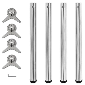 4er Set Chrom Tischbeine Höhenverstellbar 710mm