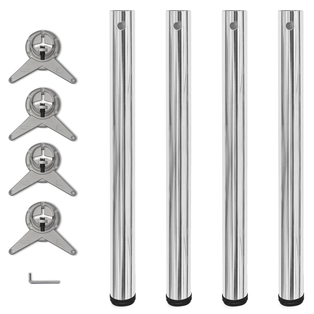 4er Set Chrom Tischbeine Höhenverstellbar 710mm