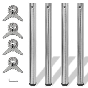 4er-Set Tischbeine, höhenverstellbar, Nickel gebürstet, 710 mm