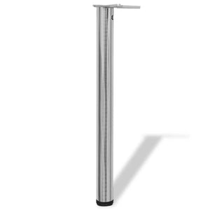 4er-Set Tischbeine, höhenverstellbar, Nickel gebürstet, 710 mm