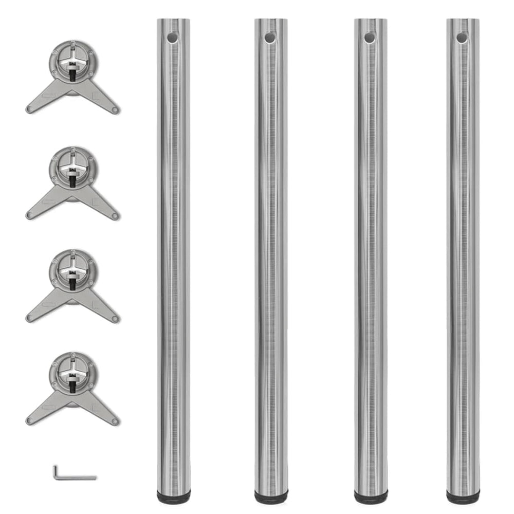 4er-Set Höhenverstellbare Tischbeine, Nickel gebürstet, 870mm