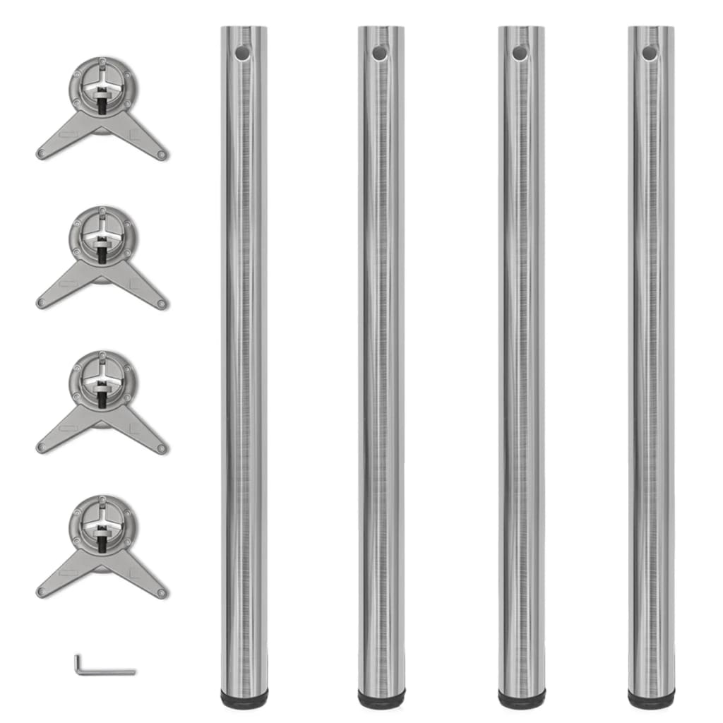 4er-Set Höhenverstellbare Tischbeine, Nickel gebürstet, 870mm