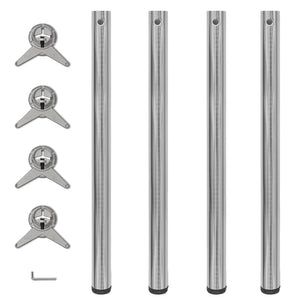 4x höhenverstellbares Tischbein Nickel gebürstet 870 mm