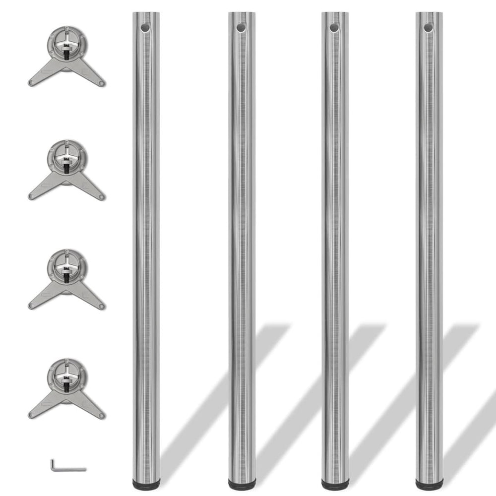 Höhenverstellbare Tischbeine, Gebürstetes Nickel, 1100 mm, 4er-Set