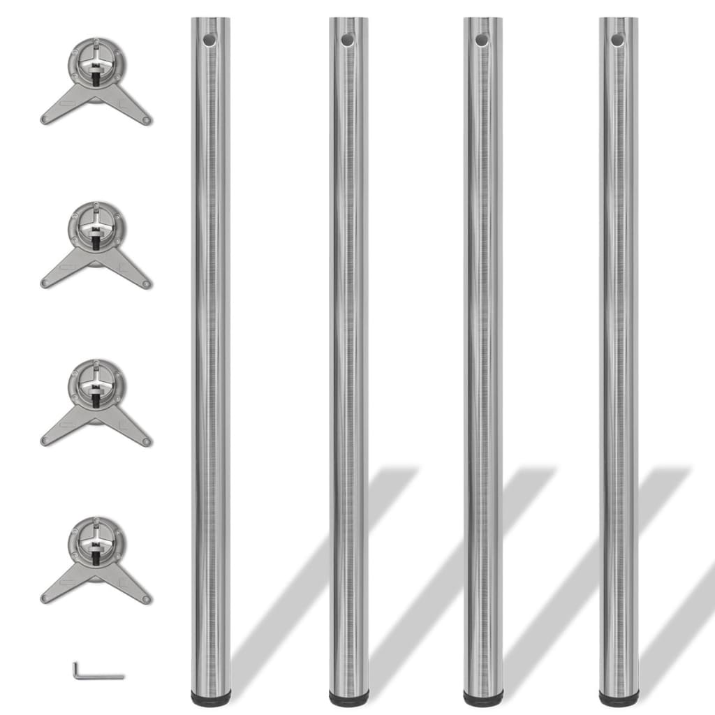 Höhenverstellbare Tischbeine, Gebürstetes Nickel, 1100 mm, 4er-Set