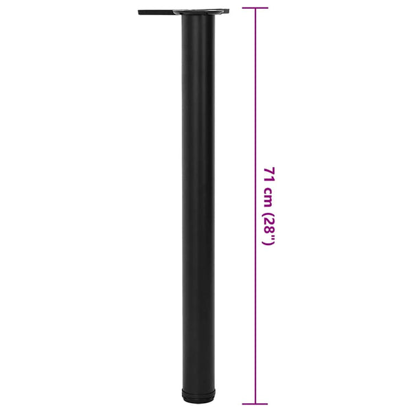 4x höhenverstellbares Tischbein Schwarz 710 mm