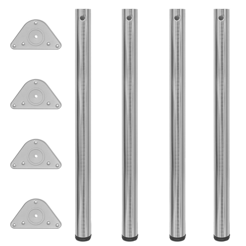 Höhenverstellbare Tischbeine, Nickel gebürstet, 870mm, 4er Set