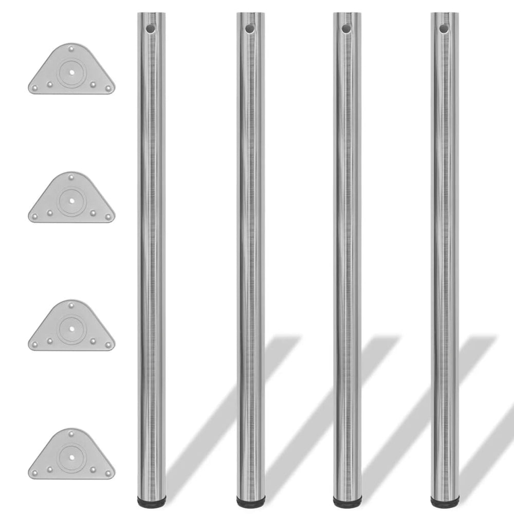 4er Set Tischbeine, Höhenverstellbar, Nickel Gebürstet, 1100mm