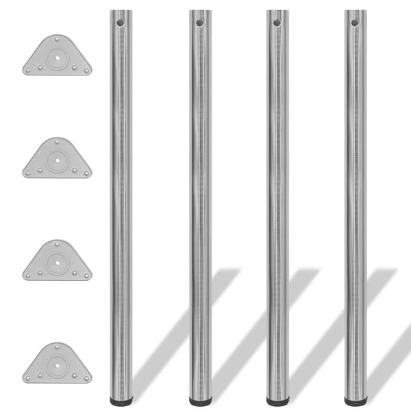 4er Set Tischbeine, Höhenverstellbar, Nickel Gebürstet, 1100mm