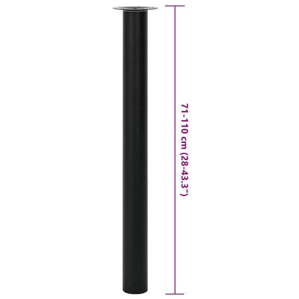 2 x Teleskopfuß Tischfuß Stützfuß Tischbein Schwarz 710 mm-1100 mm