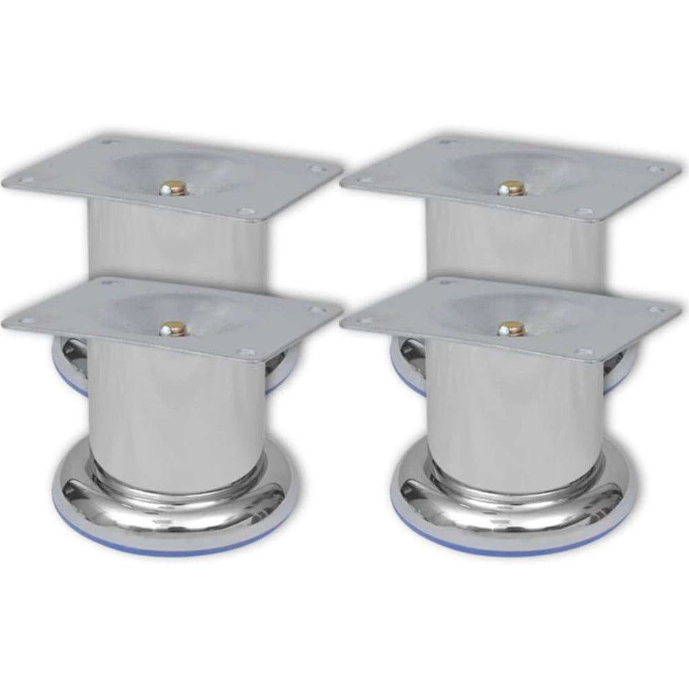 4 x Furniture Leg Sofa Leg Plinth Leg Chrome Round 60 mm