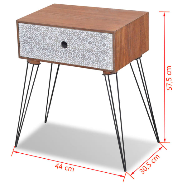 Brauner Nachttisch mit Schublade