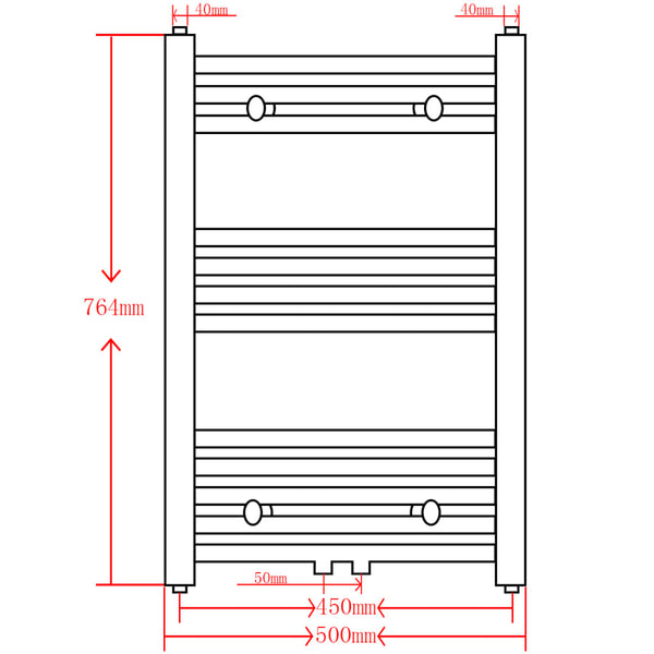Handtuchheizkörper Warmwasser Gerade Grau 500x764 mm