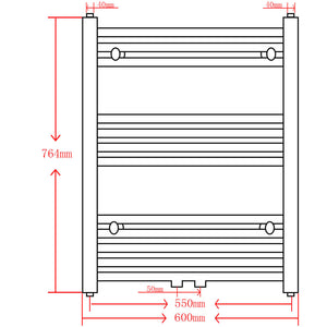 Handtuchheizkörper Warmwasser Gerade Schwarz 600x764 mm