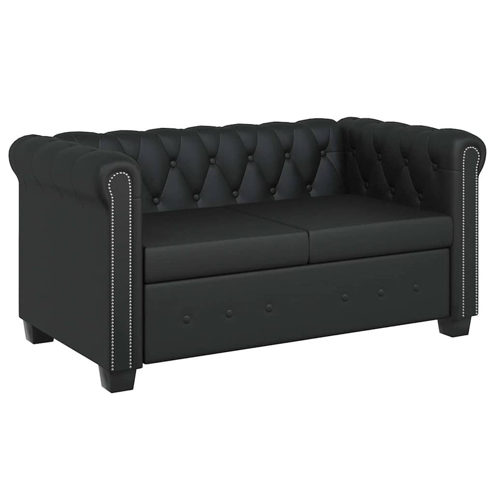 Chesterfield Sofa 2-Sitzer Kunstleder Schwarz