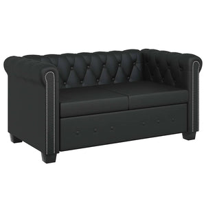 Chesterfield Sofa 2-Sitzer Kunstleder Schwarz
