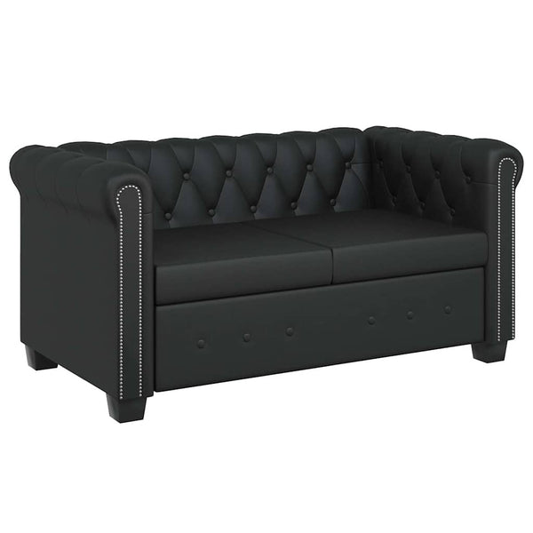 Chesterfield Sofa 2-Sitzer Kunstleder Schwarz