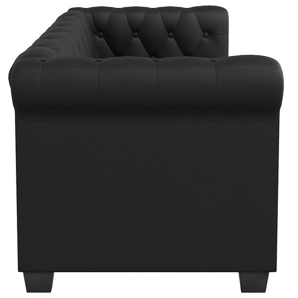Chesterfield Sofa 2-Sitzer Kunstleder Schwarz