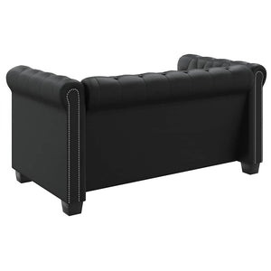 Chesterfield-Sofa 2-Sitzer Kunstleder Schwarz