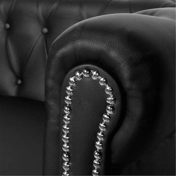 Chesterfield Sofa 2-Sitzer Kunstleder Schwarz