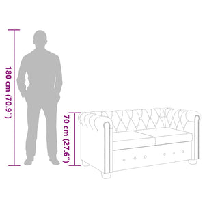 Chesterfield Sofa 2-Sitzer Kunstleder Schwarz