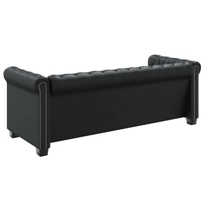 Chesterfield-Sofa 3-Sitzer Kunstleder Schwarz