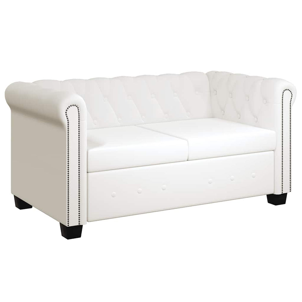 Chesterfield Sofa 2-Sitzer Weiß Kunstleder