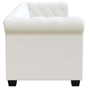 Chesterfield Sofa 2-Sitzer Weiß Kunstleder