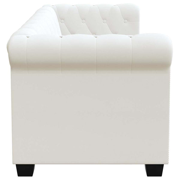 Chesterfield Sofa 2-Sitzer Weiß Kunstleder