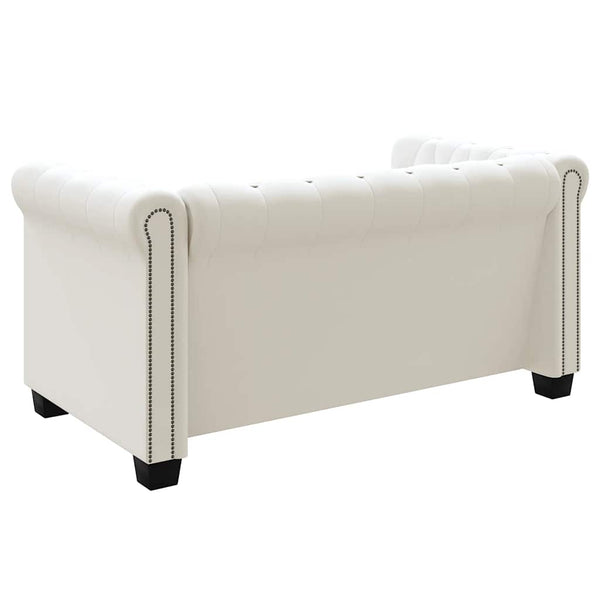 Chesterfield Sofa 2-Sitzer Weiß Kunstleder