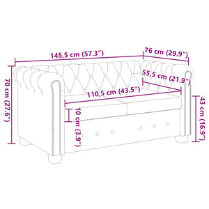 Chesterfield Sofa 2-Sitzer Weiß Kunstleder