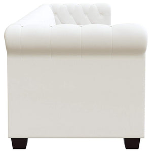 Chesterfield-Sofa 3-Sitzer Kunstleder Weiß