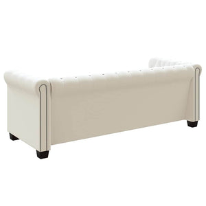Chesterfield Sofa 3-Sitzer Weiß Kunstleder