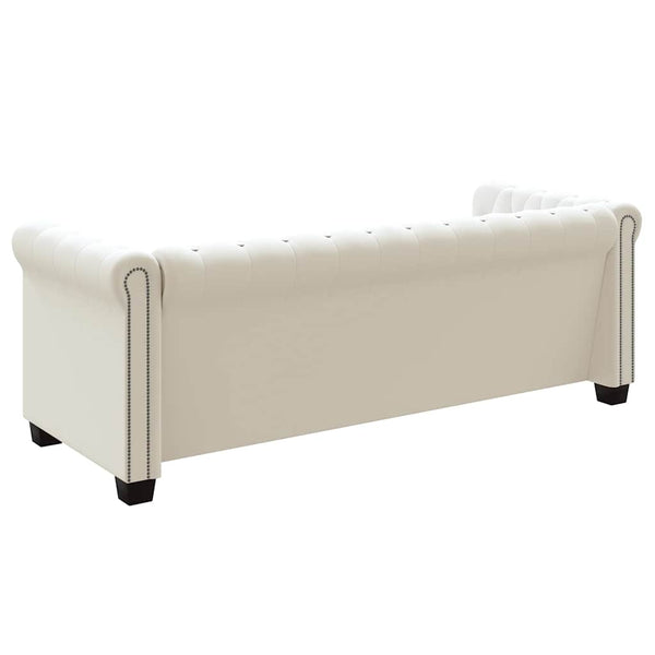 Chesterfield Sofa 3-Sitzer Weiß Kunstleder