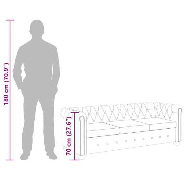 Chesterfield-Sofa 3-Sitzer Kunstleder Weiß