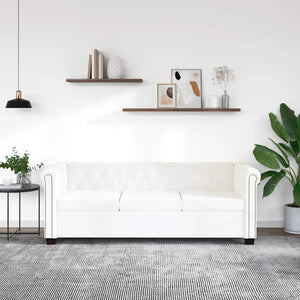 Chesterfield Sofa 3-Sitzer Weiß Kunstleder