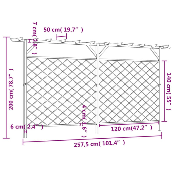 Holz Gitterzaun mit Pergola