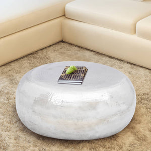 Silberner Couchtisch aus gehämmertem Aluminium
