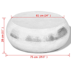 Silberner Couchtisch aus gehämmertem Aluminium