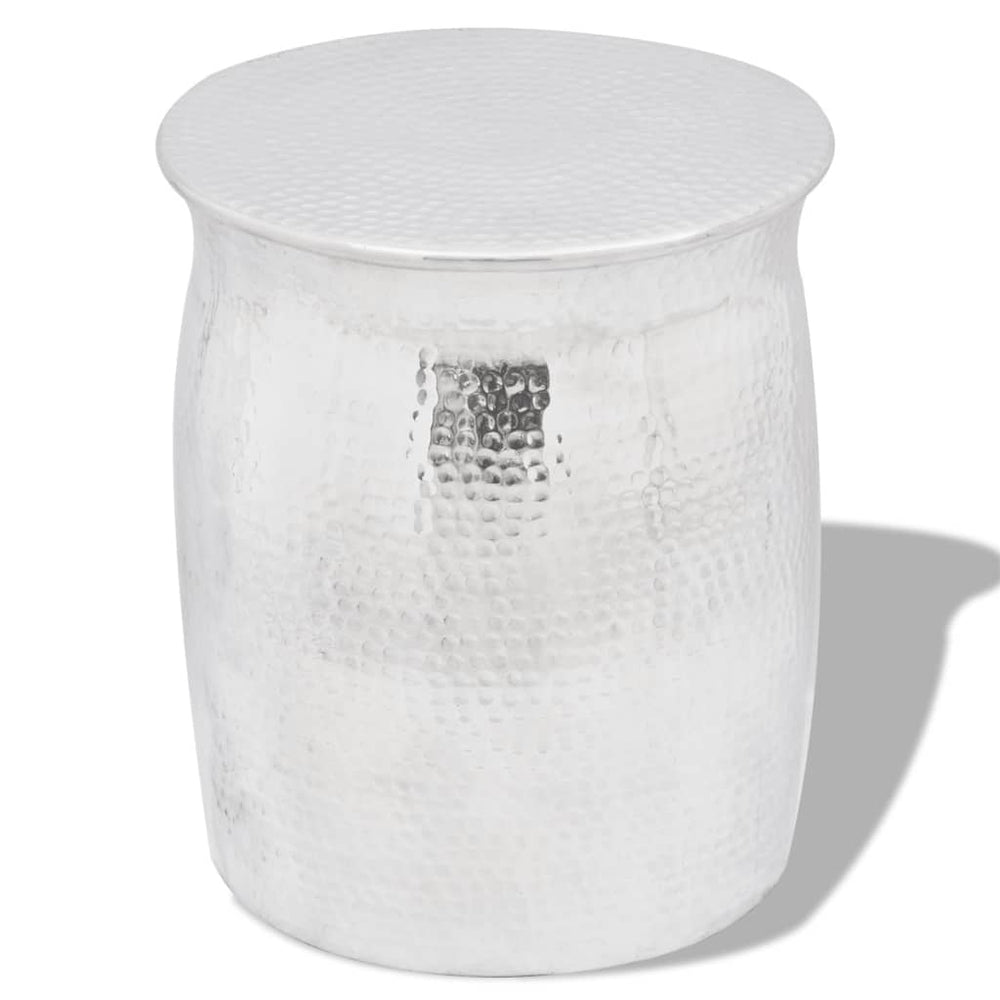 Gehämmerter Aluminium Hocker/Beistelltisch Silber