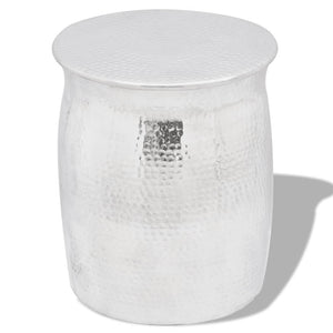 Gehämmerter Aluminium Hocker/Beistelltisch Silber