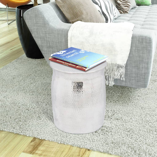 Gehämmerter Aluminium Hocker/Beistelltisch Silber