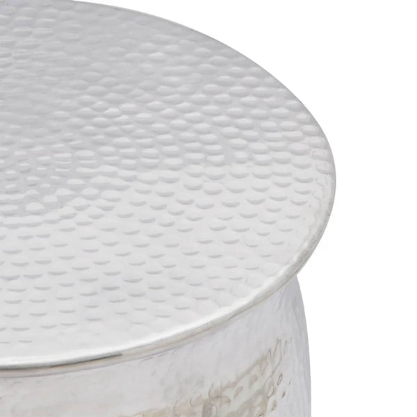 Gehämmerter Aluminium Hocker/Beistelltisch Silber