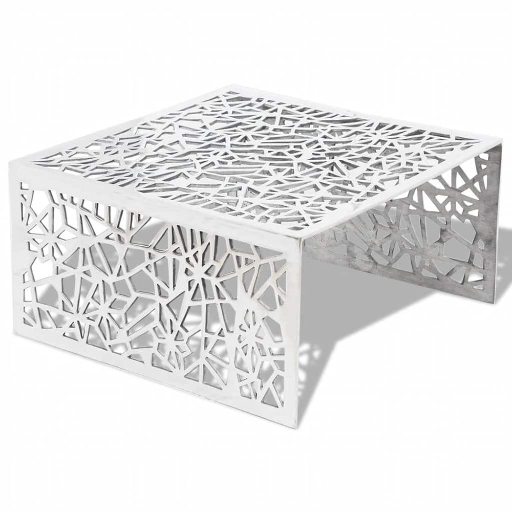 Silberner Couchtisch mit geometrischem Muster