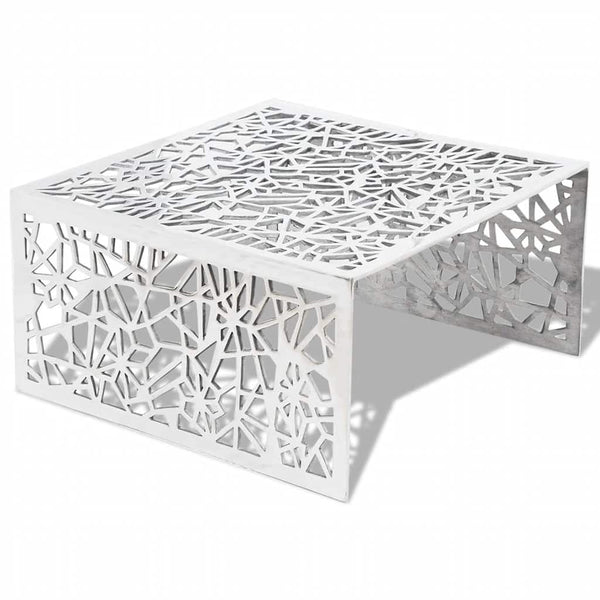 vidaXL Table basse argentée Motif géométrique perforé Aluminium