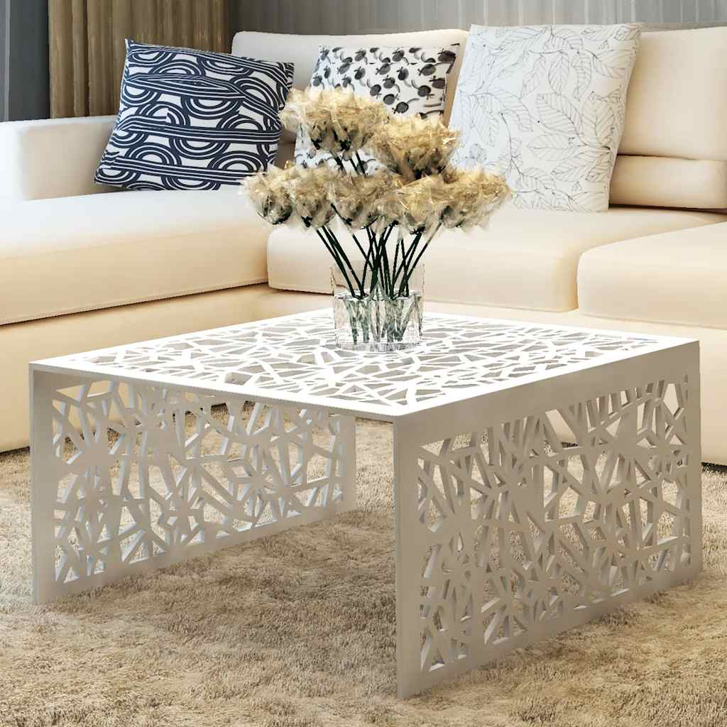 Silberner Couchtisch mit geometrischem Muster